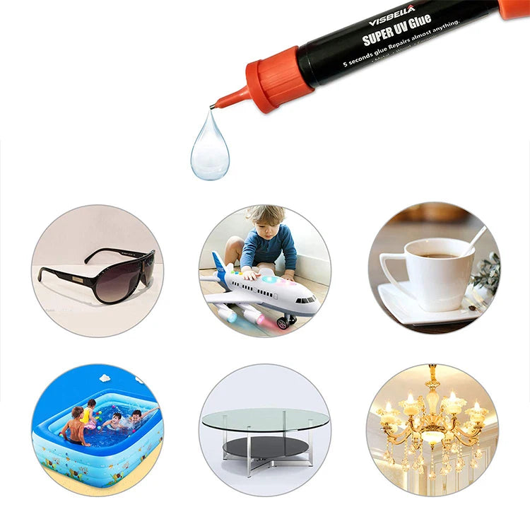 UV Light Glue Super Glue 5 Seconds Fix Adhesives Sealer Glass Metal Plastic Model Data Lines Crack Caulk High Temperature Repair