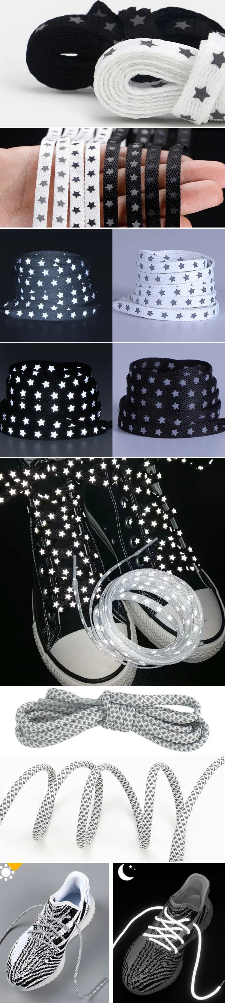 Reflective Shoelaces Sneaker Shoelace Sport Shoelaces Round Rope Shoe Laces Length 120CM Shoelaces Strings