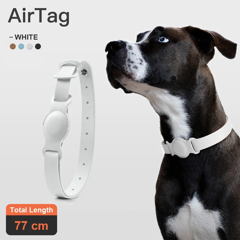 Original Airtag Pet Collar For Dog Adjustable Leather Cat Necklace With Apple Airtags Holder Anti-lost Pet Supplies Accessories