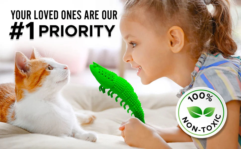 ATUBAN Cat Toothbrush Toy-Durable Hard Rubber - Cat Dental Care, Cat Interactive Toothbrush Chew Toy cat treat toy