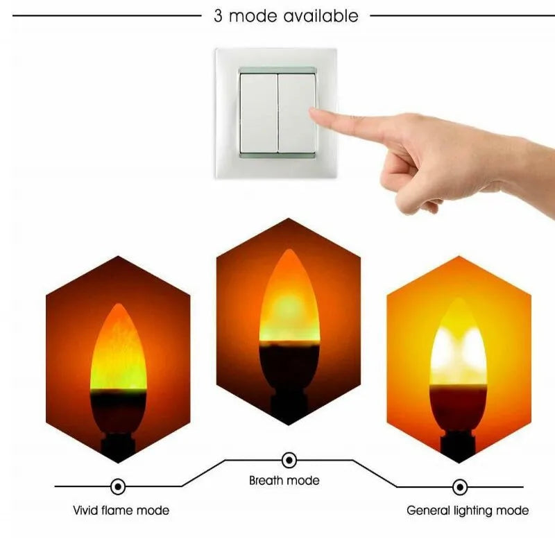 LED E27 Flame Bulb Fire E14 lamp Corn Bulb 4 Modes Party LED Light Dynamic Flame Effect 85v-265v for Home Lighting