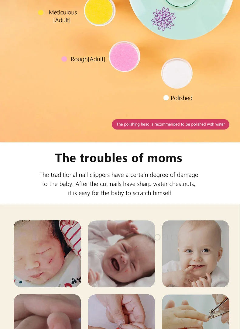 Electric Baby Nail Trimmer Kid Nail Polisher Tool Infant Manicure Scissors Hygiene Kit Set Adult Nail Clipper Cutter for Newborn
