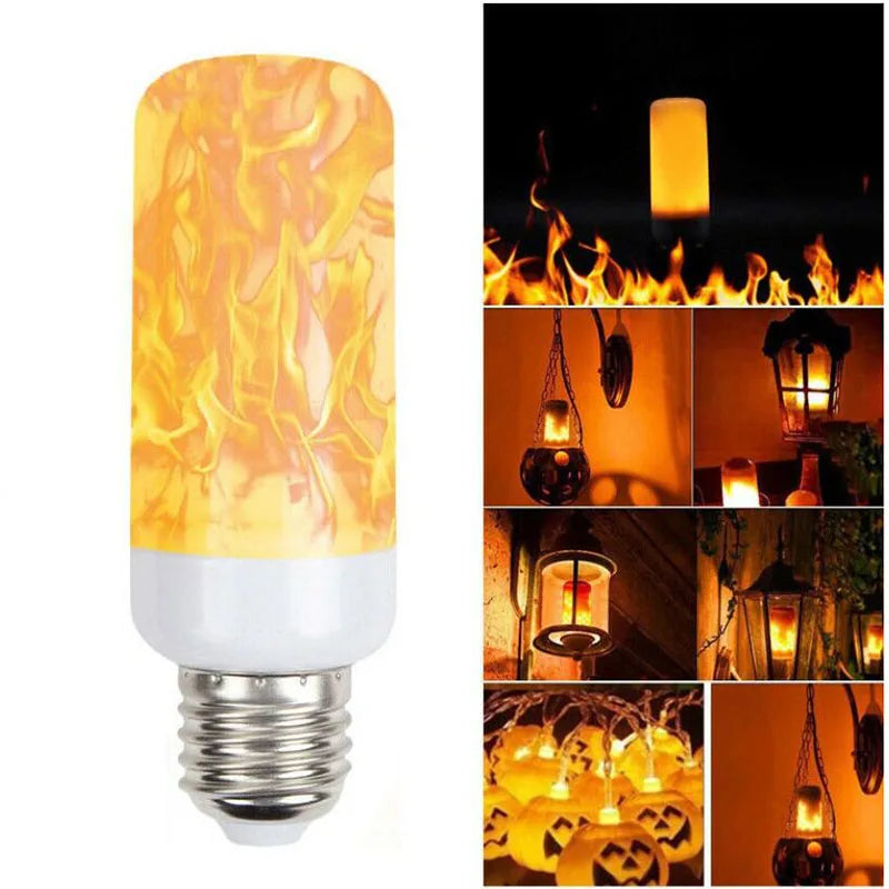 LED E27 Flame Bulb Fire E14 lamp Corn Bulb 4 Modes Party LED Light Dynamic Flame Effect 85v-265v for Home Lighting