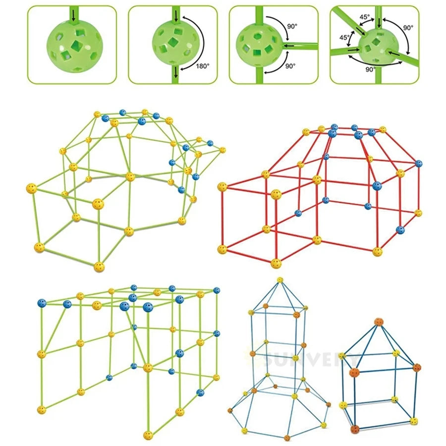 Kids forts building kit Construction Fortress Child Game Tents Fort Build Kid DIY 3D Assemble Tent Toy Gift for Kids