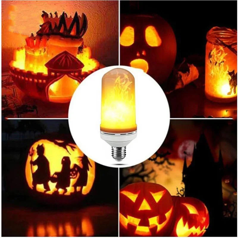 LED E27 Flame Bulb Fire E14 lamp Corn Bulb 4 Modes Party LED Light Dynamic Flame Effect 85v-265v for Home Lighting