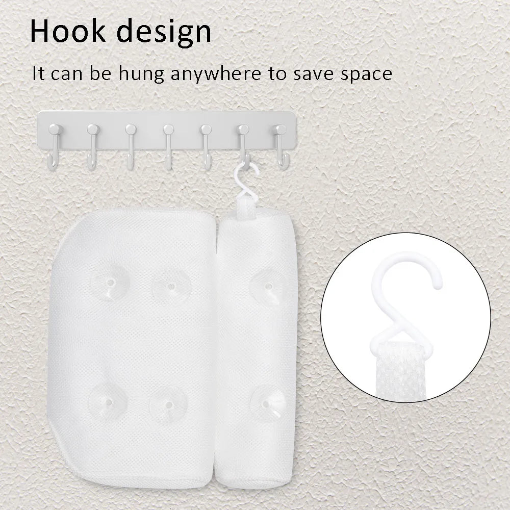 3D Mesh Massage Machine Washable Bath Pillow Bathtub Sucker Back Cushion