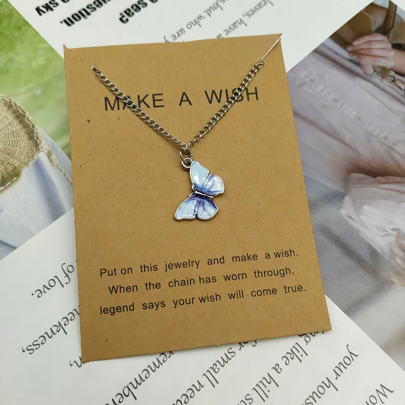 Korean Fashion Cute Butterfly Pendant Necklace for Women Golden Color Statement Necklace Jewelry Gifts Wholesale Dropshipping