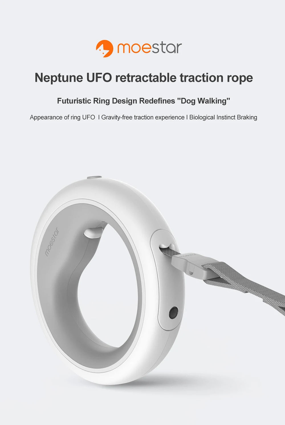 MOESTAR UFO 2.6m Retractable Pet Leash Rechargeable LED Night Light 50kg Static Tension Dog Traction Rope