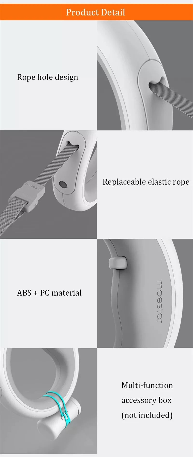 MOESTAR UFO 2.6m Retractable Pet Leash Rechargeable LED Night Light 50kg Static Tension Dog Traction Rope