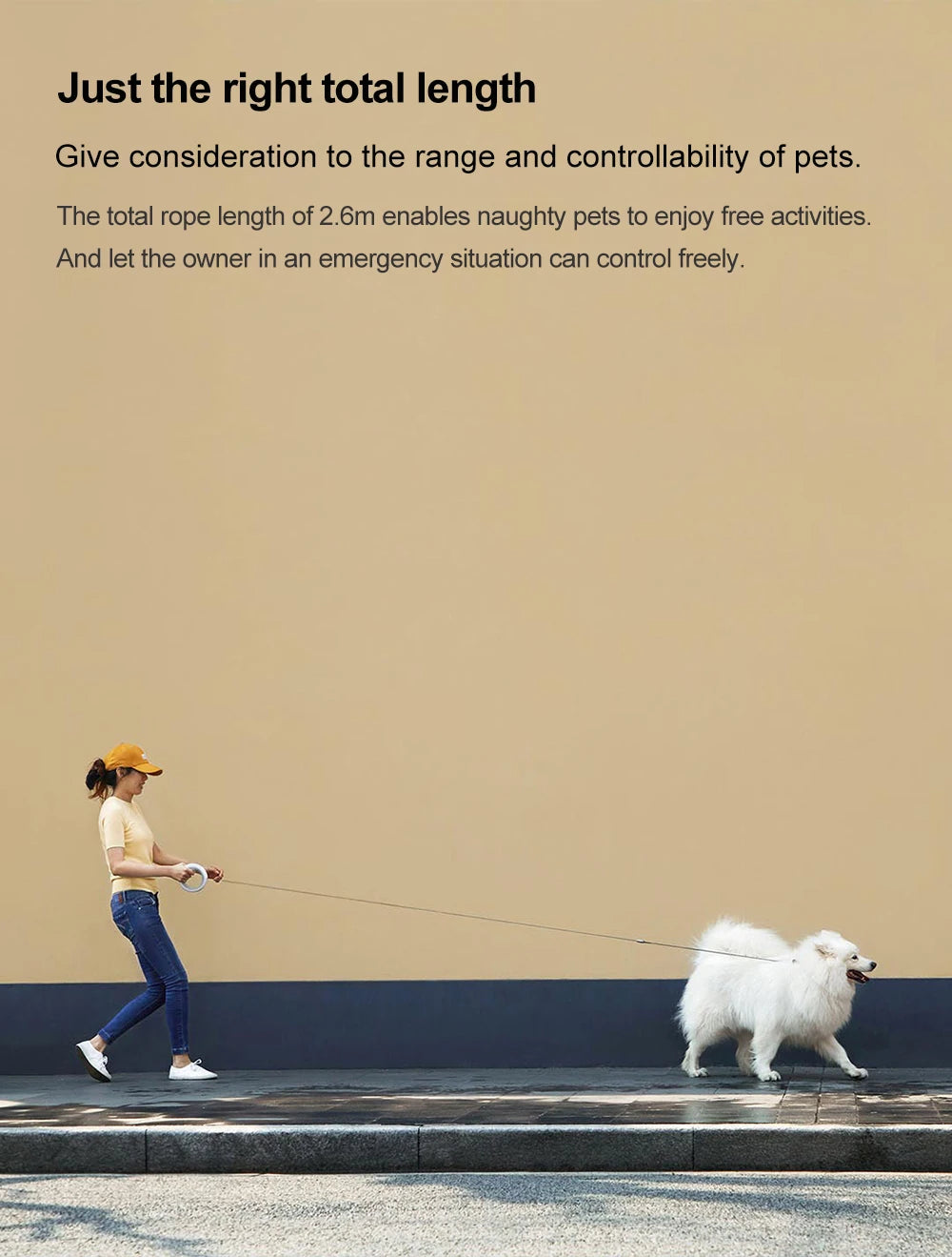 MOESTAR UFO 2.6m Retractable Pet Leash Rechargeable LED Night Light 50kg Static Tension Dog Traction Rope