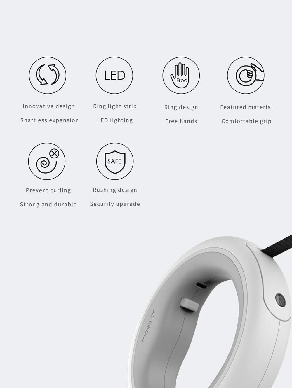 MOESTAR UFO 2.6m Retractable Pet Leash Rechargeable LED Night Light 50kg Static Tension Dog Traction Rope