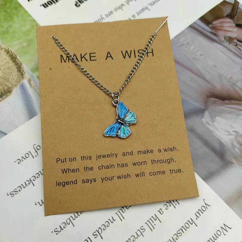 Korean Fashion Cute Butterfly Pendant Necklace for Women Golden Color Statement Necklace Jewelry Gifts Wholesale Dropshipping