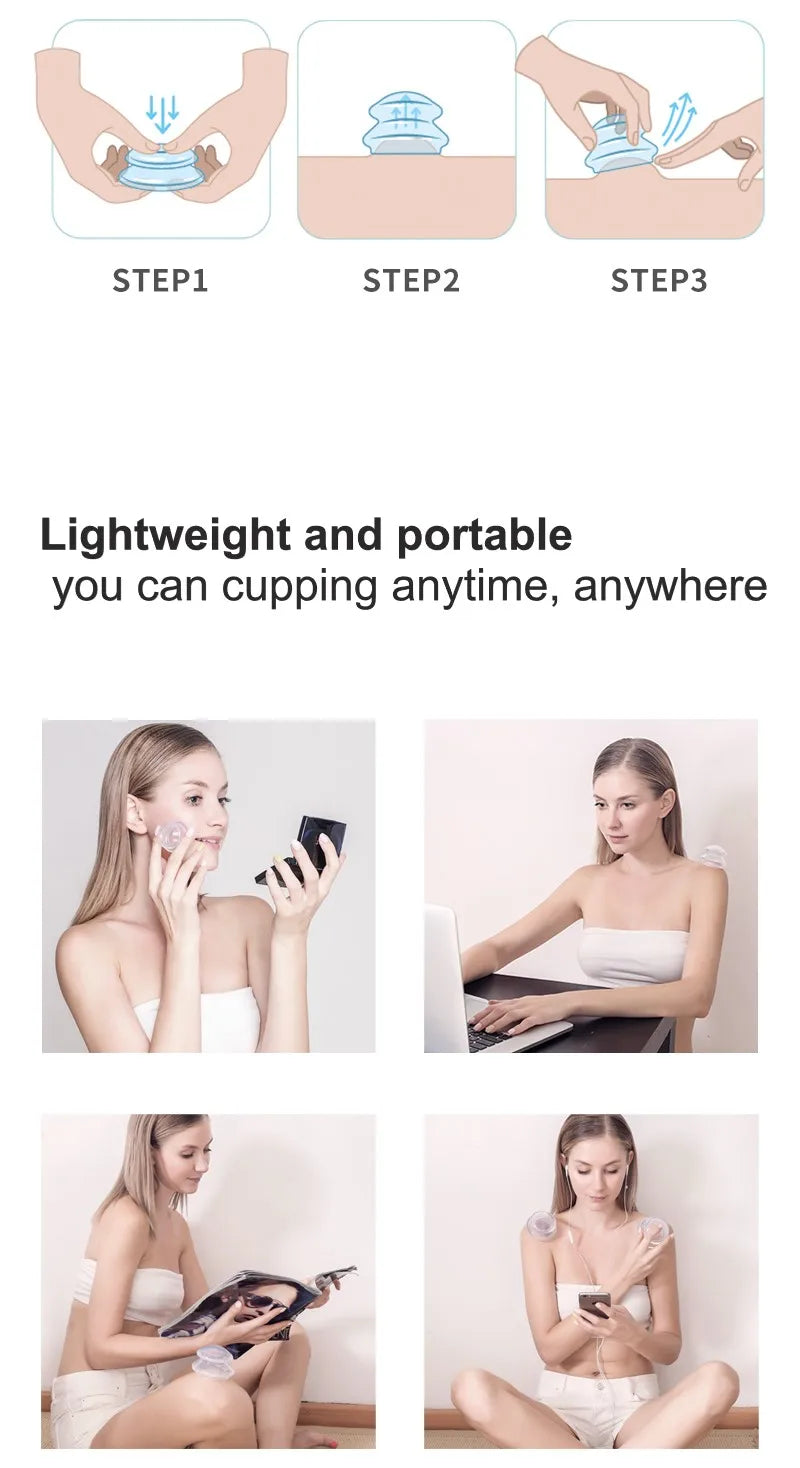 Silicone Vacuum Cupping Set Massage Body Cups Back Gua Sha Ventosas Suction Cup Anti-Cellulite Skin Lift Physiotherapy Jars Slim