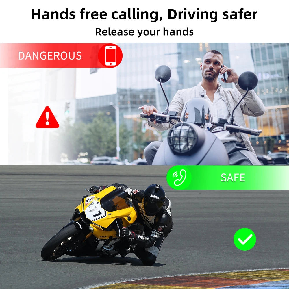 Motorcycle Helmet Headset Bluetooth 5.0+CSR Earphones 2000mah Battery Anti-interference Handsfree For Full/Half Face Helmet