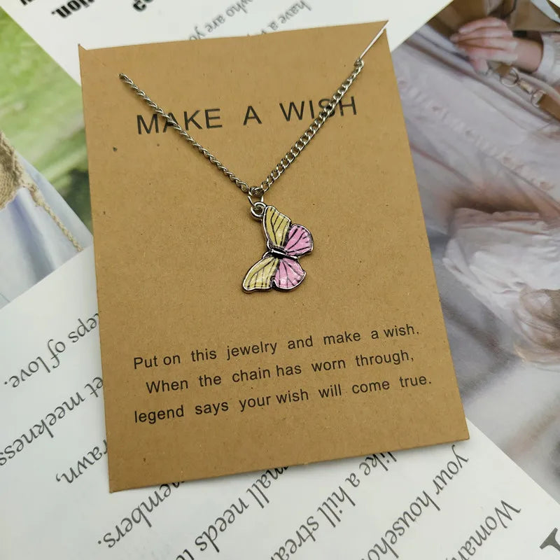 Korean Fashion Cute Butterfly Pendant Necklace for Women Golden Color Statement Necklace Jewelry Gifts Wholesale Dropshipping