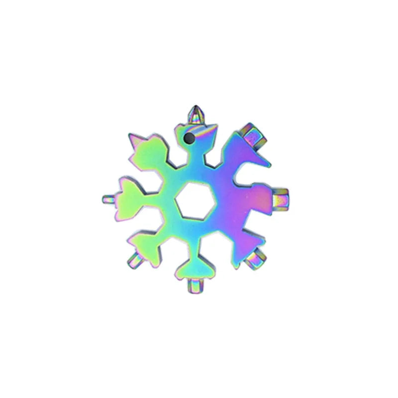 Portable 18 In 1 Mini Snowflake Multi Pocket Tool Spanner Hex Wrench Multipurpose Camp Survive Outdoor Hike Key Ring Key Chain