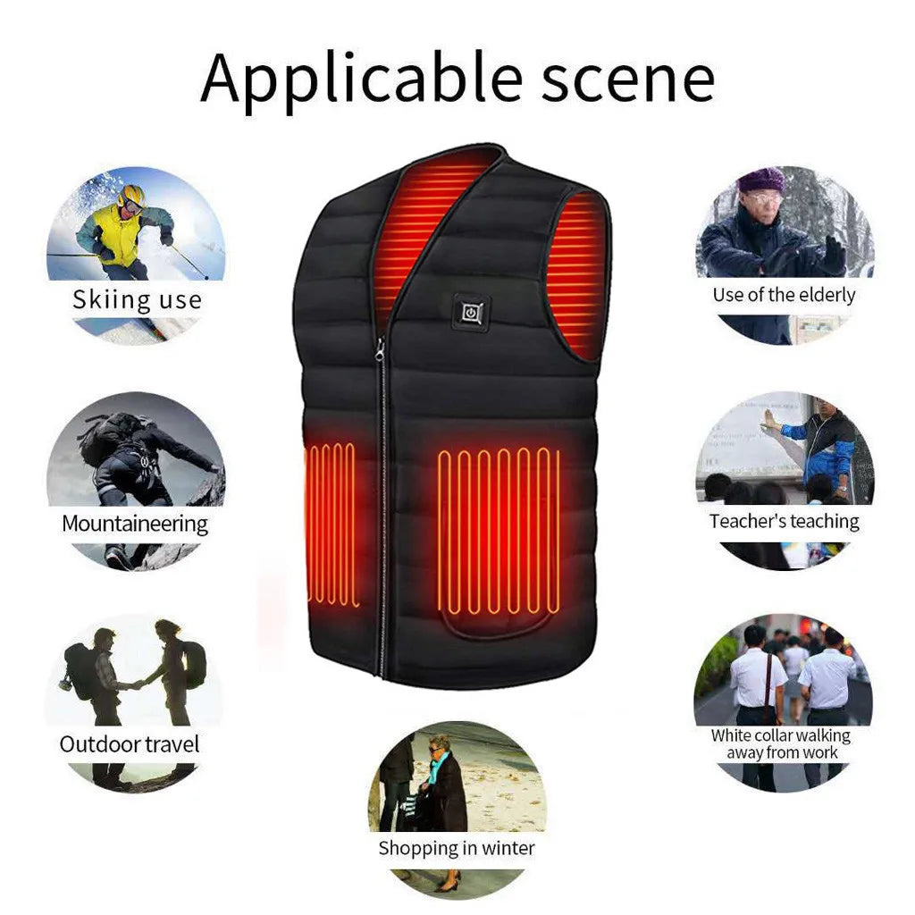 Men Motorcycle Rider Heated Vest  Autumn winter Smart heating Cotton Vest Heated V neck vest Women Outdoor Vest Winter Warm vest