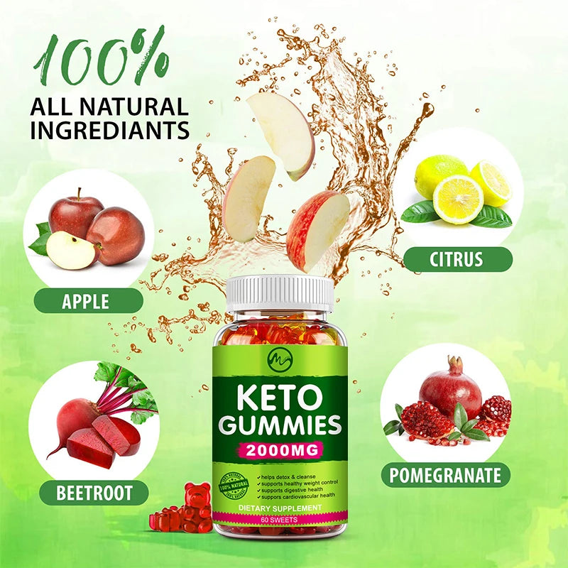 Minch 60 Count Keto Gummies Ketone Fat Body Management Burner Green Apple Cider Vinegar Vitamin Bear Gummy For Men Women Sweets