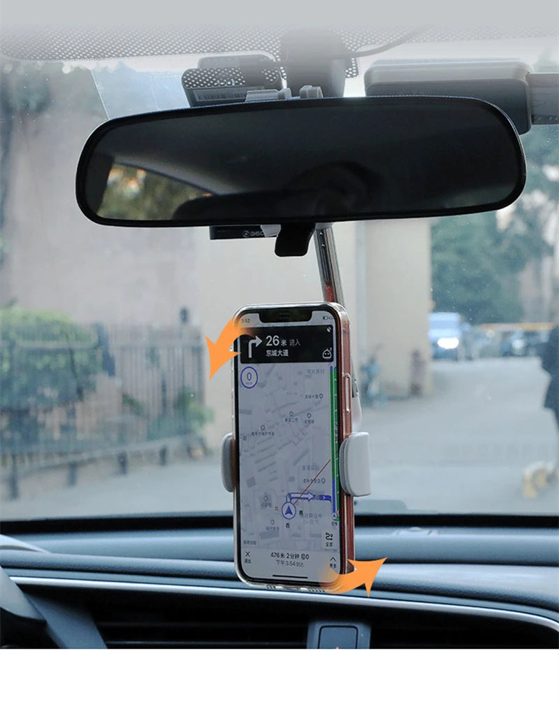 2022 New Car Rearview Mirror Mount Phone Holder For iPhone 12 GPS Seat Smartphone Car Phone Holder Stand Adjustable Support