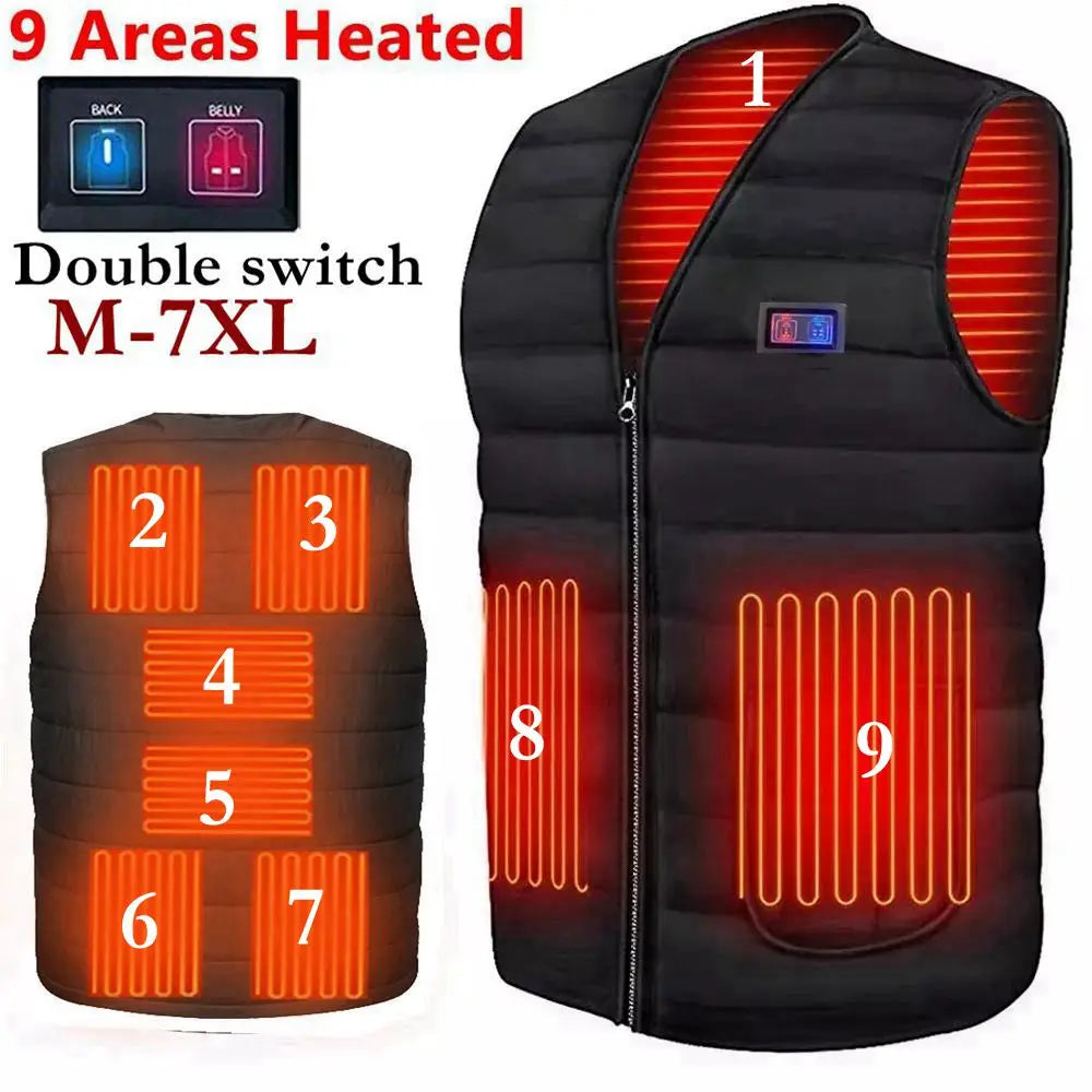 Men Motorcycle Rider Heated Vest  Autumn winter Smart heating Cotton Vest Heated V neck vest Women Outdoor Vest Winter Warm vest