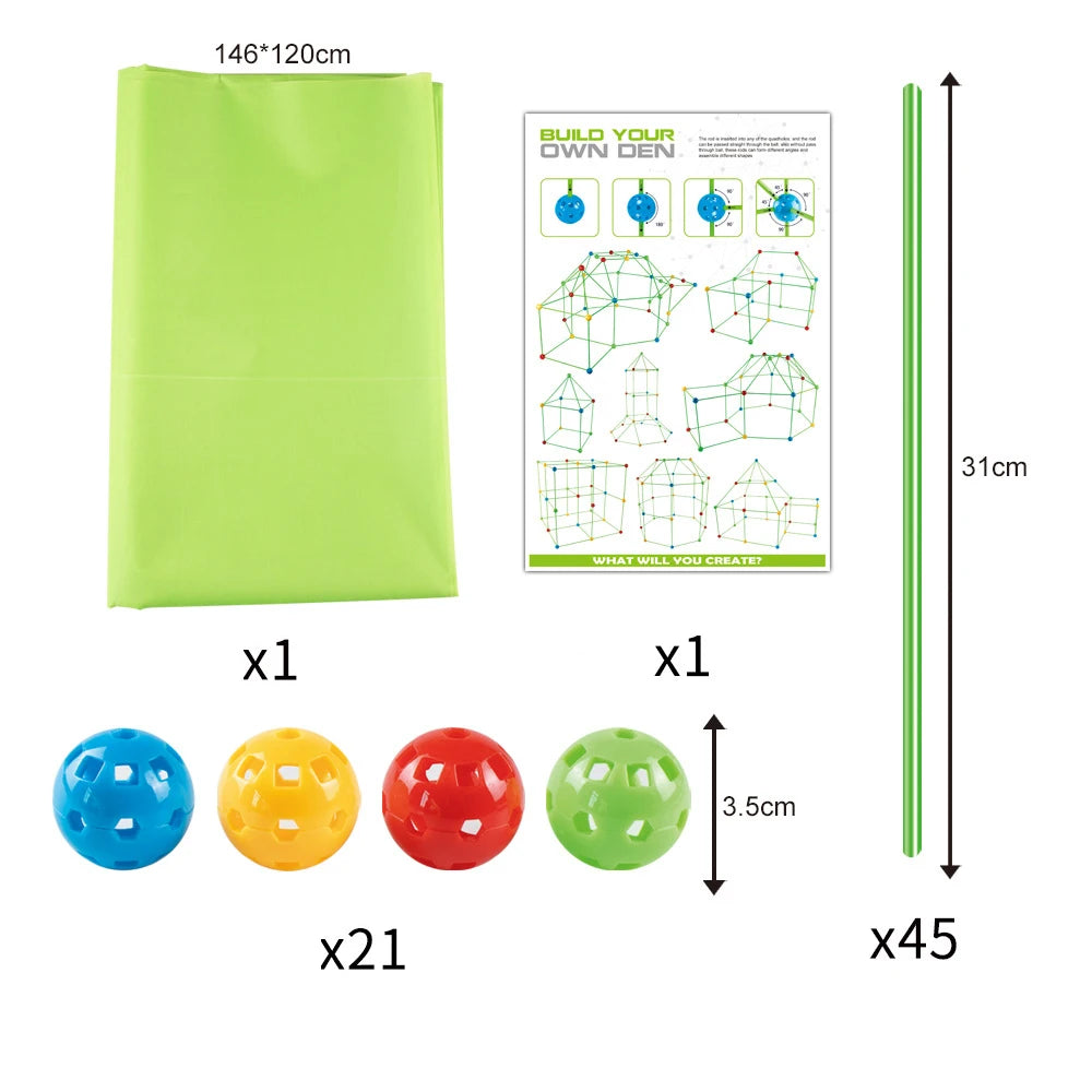 Kids forts building kit Construction Fortress Child Game Tents Fort Build Kid DIY 3D Assemble Tent Toy Gift for Kids