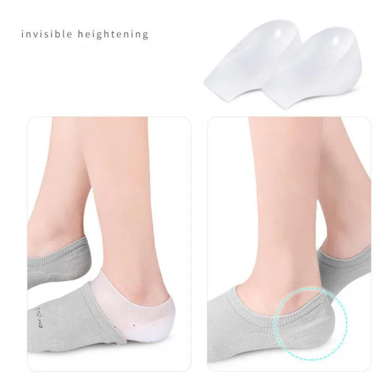 Invisible Height Increase Silicone Socks Gel Heel Pads Orthopedic Arch Support Heel Cushion Soles Insole Foot Massage Unisex