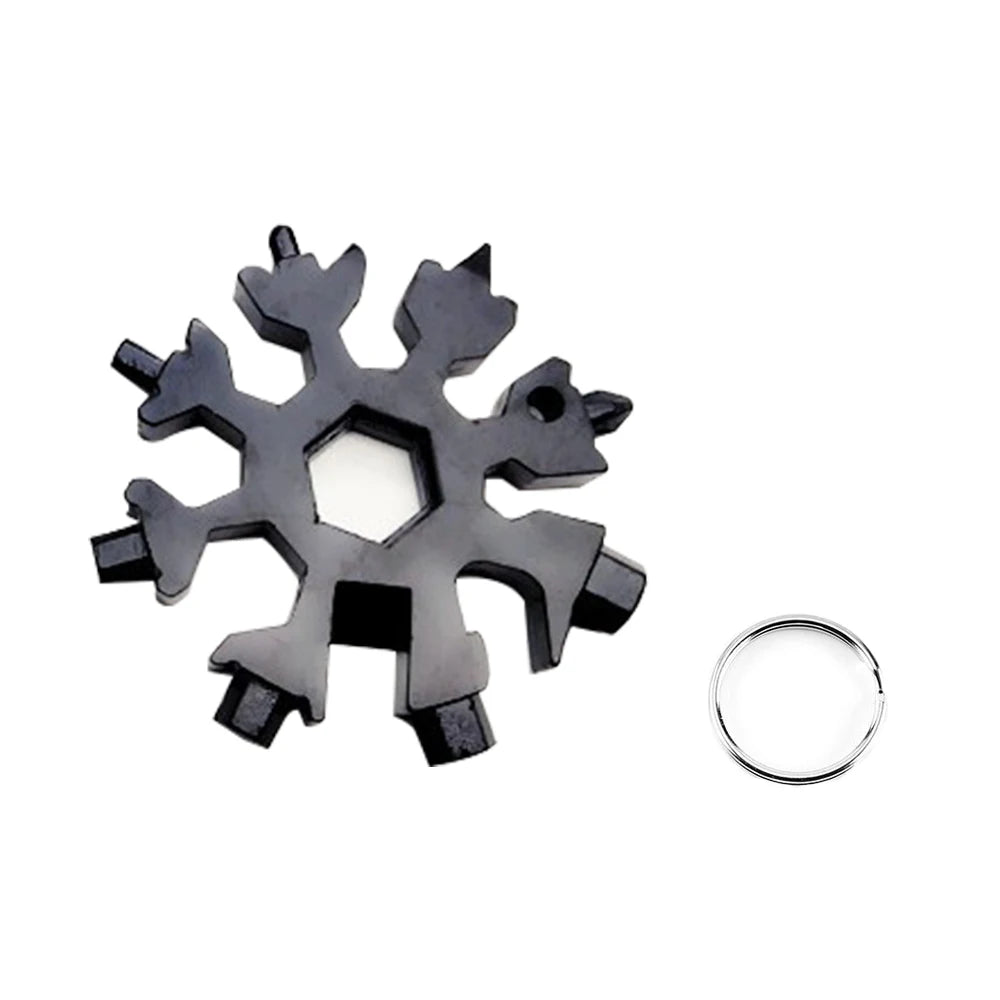 Portable 18 In 1 Mini Snowflake Multi Pocket Tool Spanner Hex Wrench Multipurpose Camp Survive Outdoor Hike Key Ring Key Chain