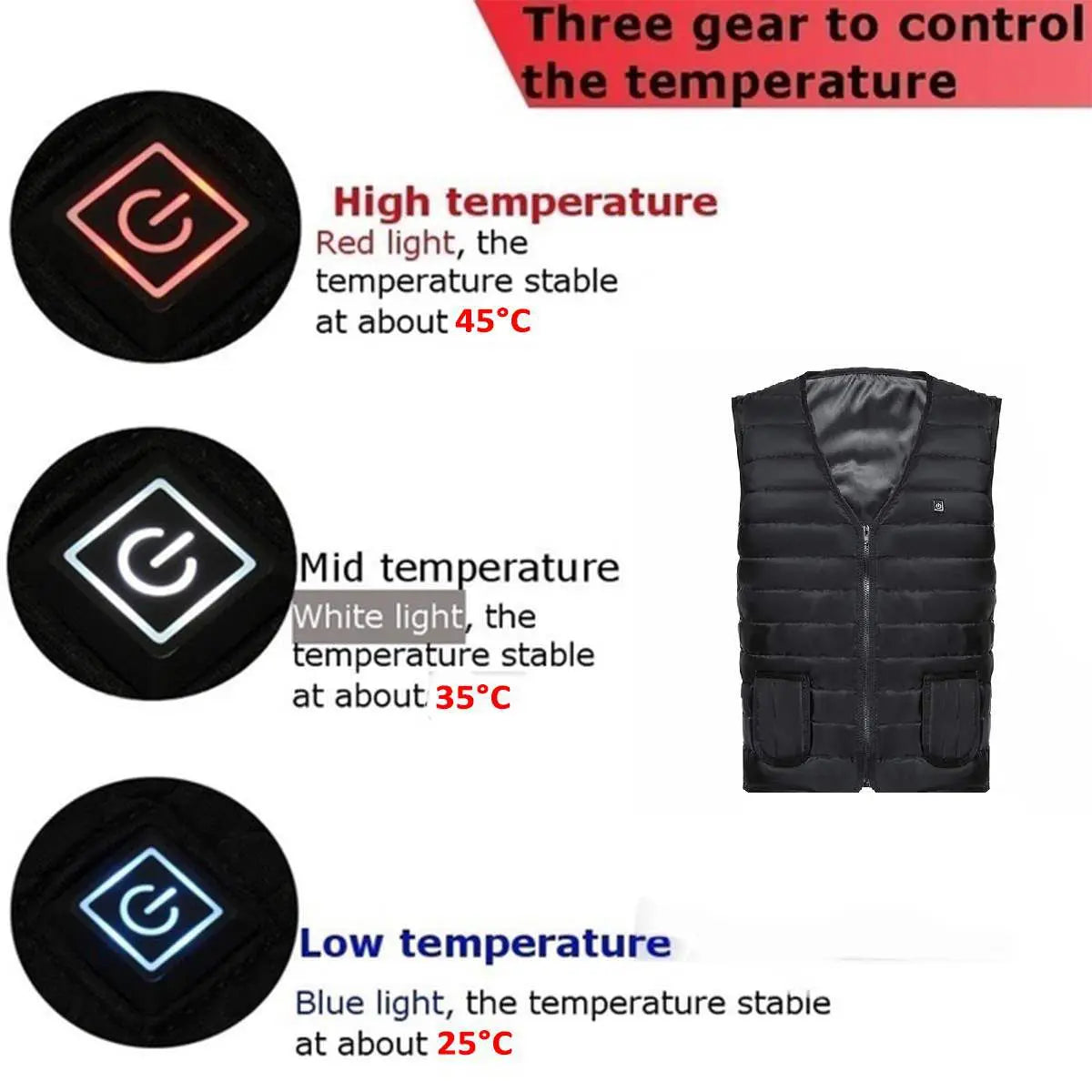 Men Motorcycle Rider Heated Vest  Autumn winter Smart heating Cotton Vest Heated V neck vest Women Outdoor Vest Winter Warm vest