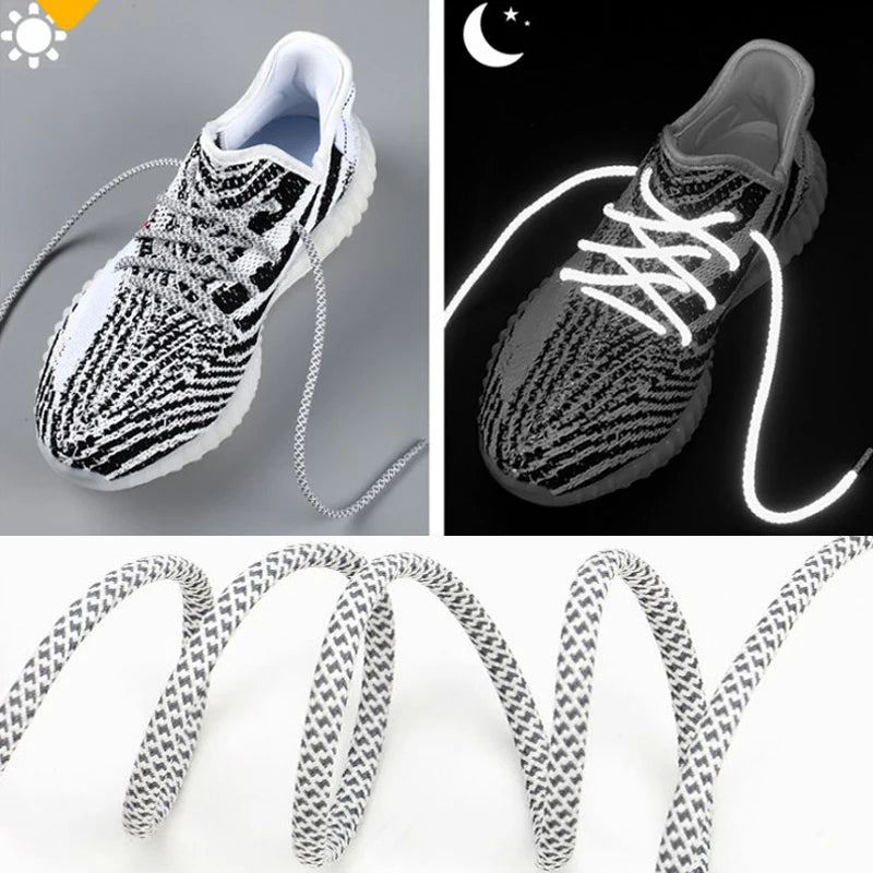 Reflective Shoelaces Sneaker Shoelace Sport Shoelaces Round Rope Shoe Laces Length 120CM Shoelaces Strings