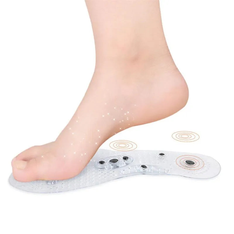 Unisex Magnetic Massage Insoles Foot Acupressure Shoe Pads Therapy Slimming Insoles for Weight Loss Transparent
