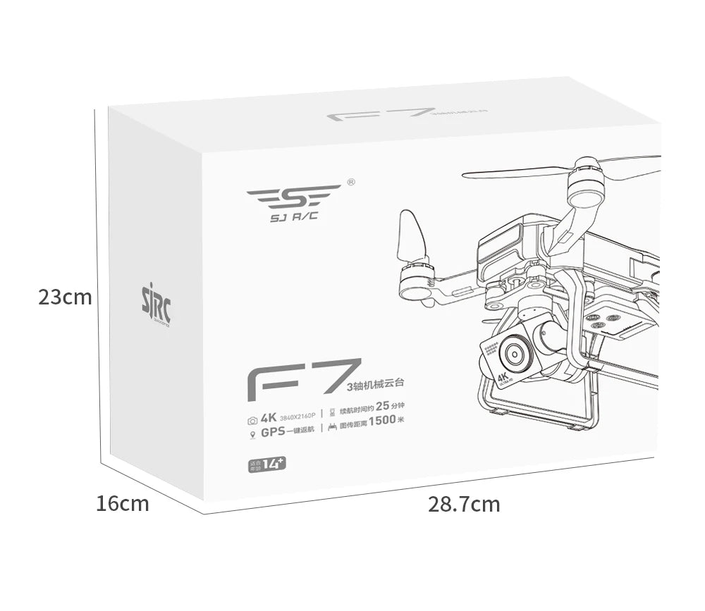 SJRC F7 PRO GPS Drone 4K Dual HD Camera 3-Axis Gimbal Professional Aerial Photography 3KM Brushless Quadcopter VS F11 4K Pro