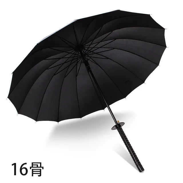 8K Creative black Japanese Long Handle Large Windproof Samurai Sword Umbrella Japan Ninja Sun Umbrella Straight Umbrella Open