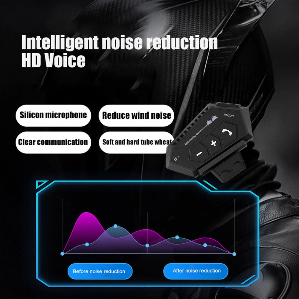 Motorcycle Helmet Headset Bluetooth 5.0+CSR Earphones 2000mah Battery Anti-interference Handsfree For Full/Half Face Helmet