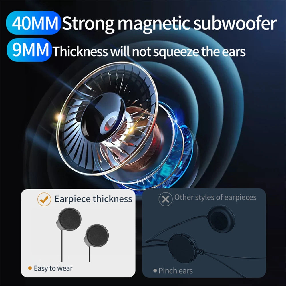 Motorcycle Helmet Headset Bluetooth 5.0+CSR Earphones 2000mah Battery Anti-interference Handsfree For Full/Half Face Helmet