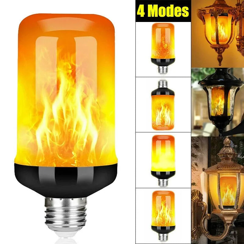 LED E27 Flame Bulb Fire E14 lamp Corn Bulb 4 Modes Party LED Light Dynamic Flame Effect 85v-265v for Home Lighting