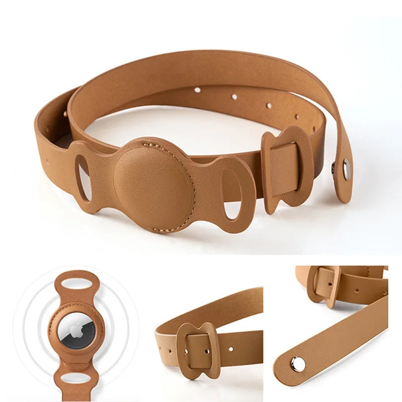 Original Airtag Pet Collar For Dog Adjustable Leather Cat Necklace With Apple Airtags Holder Anti-lost Pet Supplies Accessories