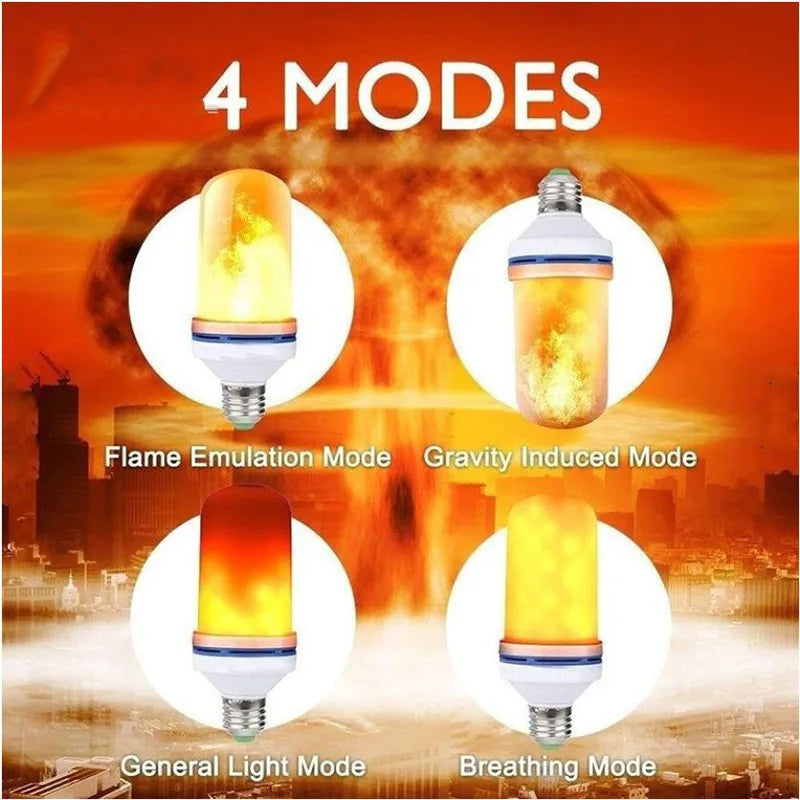 LED E27 Flame Bulb Fire E14 lamp Corn Bulb 4 Modes Party LED Light Dynamic Flame Effect 85v-265v for Home Lighting