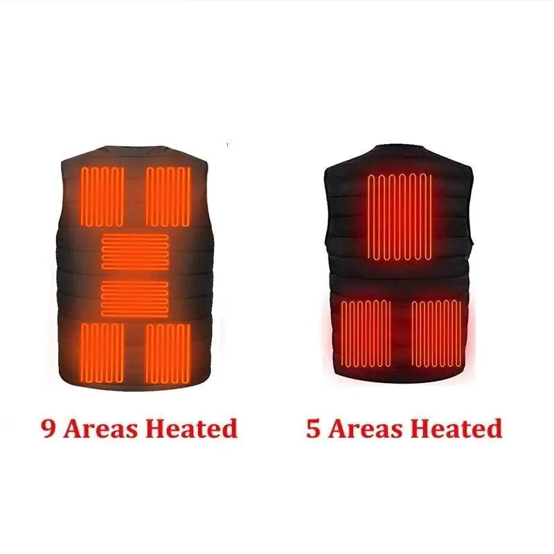 Men Motorcycle Rider Heated Vest  Autumn winter Smart heating Cotton Vest Heated V neck vest Women Outdoor Vest Winter Warm vest