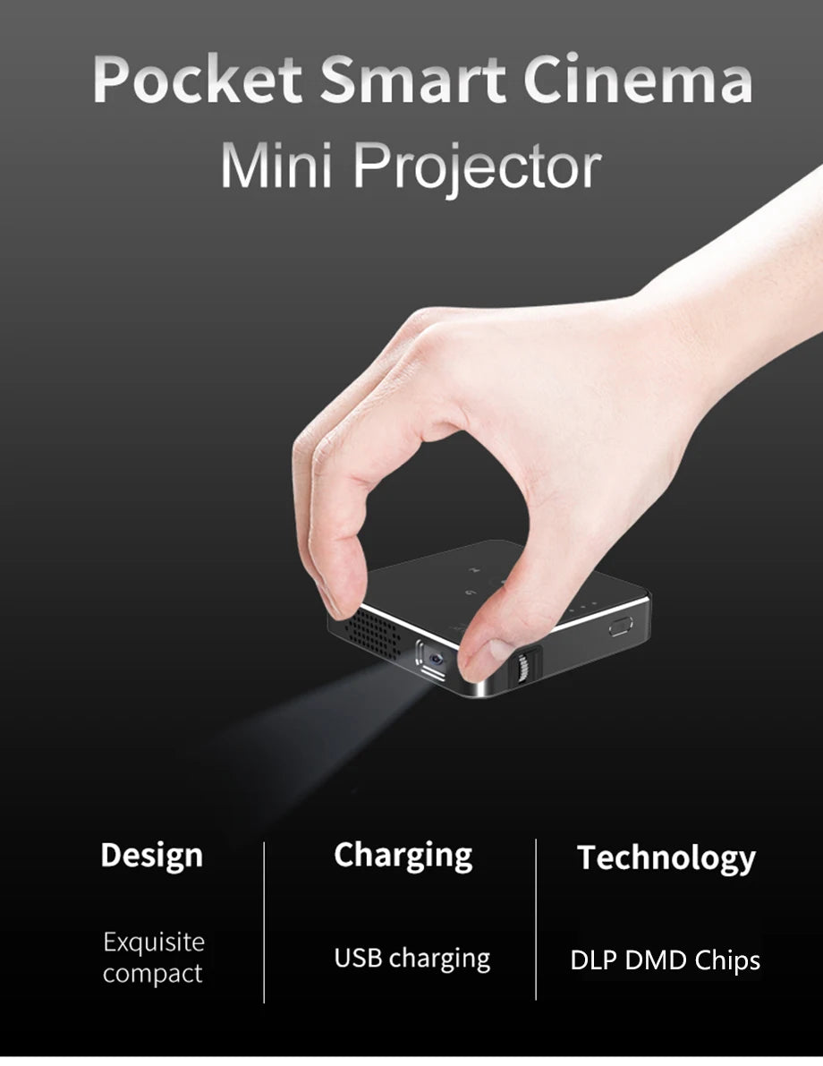 Smartldea New Mini dlp HD Projector support 1080p build in Battery Capacity wired Phone Mirroring proyector Home Theater beamer