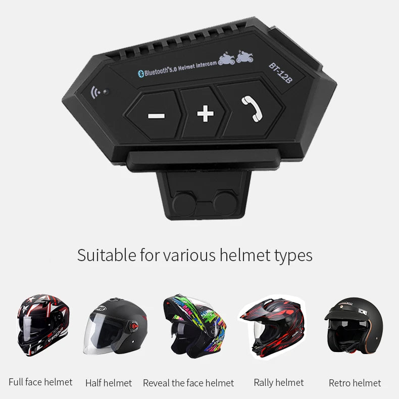 Motorcycle Helmet Headset Bluetooth 5.0+CSR Earphones 2000mah Battery Anti-interference Handsfree For Full/Half Face Helmet