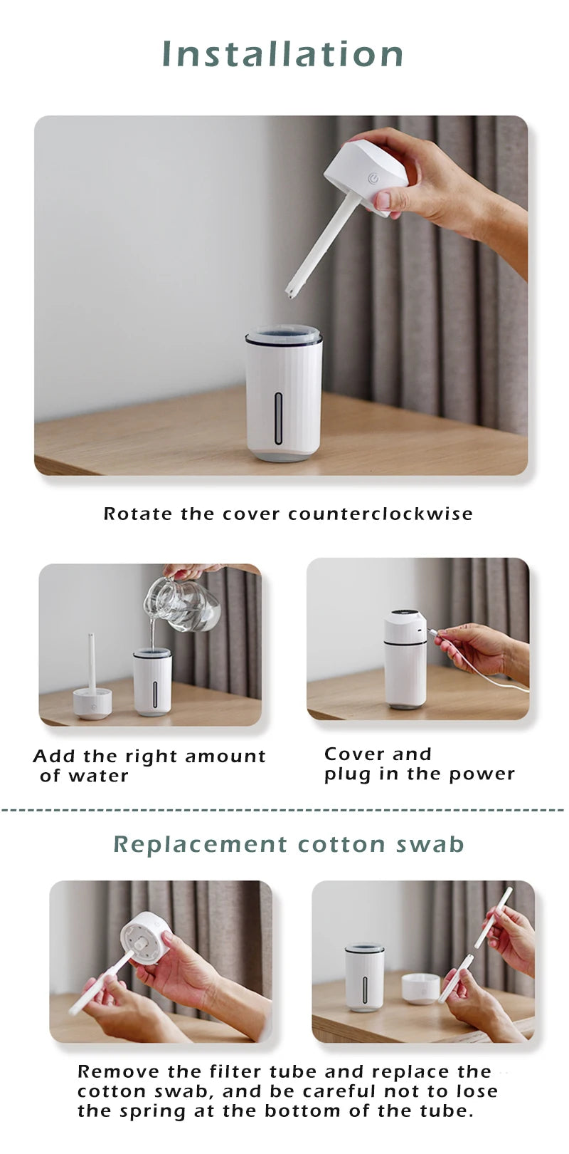Car with LED Light Cold Fog Adjustable Brightness Fog Mode Humidifier Humidifier Aroma Diffuser for Car Home Office Desk