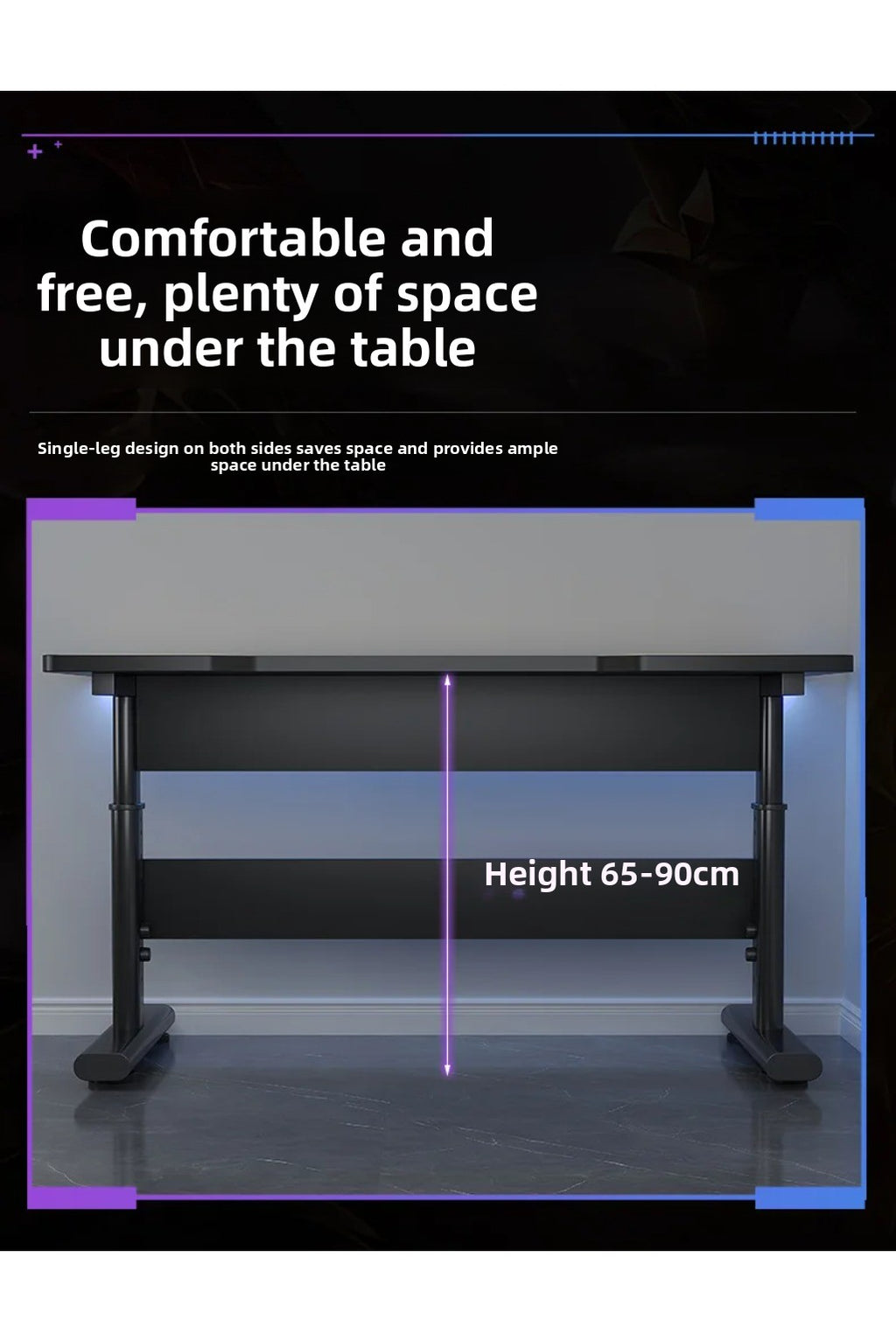 Height Adjustable Gaming Desk Electric Standing Computer Table Carbon Fiber Wide Desktop for Home Office E-sports Setup