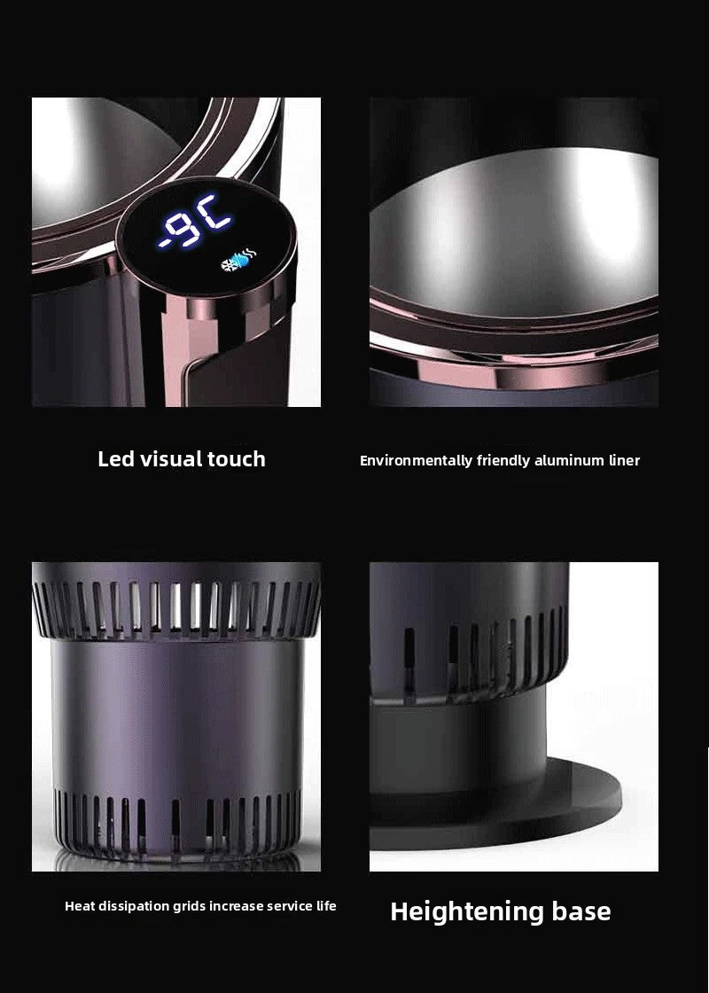 Smart Car 2-In-1 Hot and Cold Cup Drinks Holder Home Fast Refrigeration Cooling/Heating Mini Touch Screen Beverage Mug Drink Can