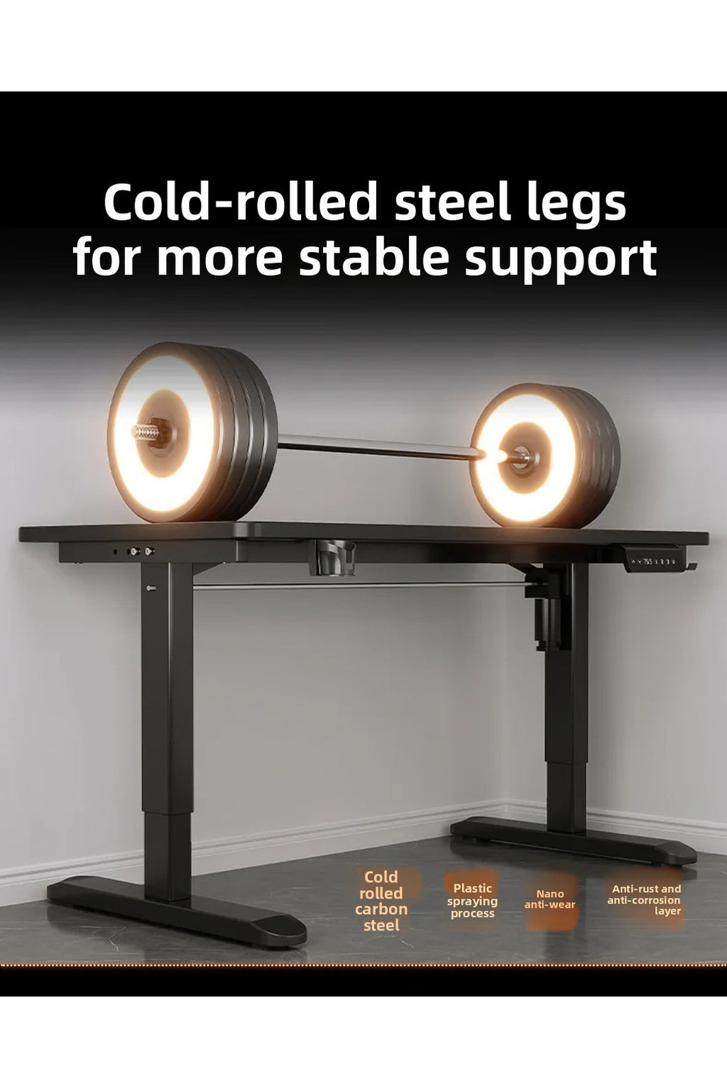 Height Adjustable Gaming Desk Electric Standing Computer Table Carbon Fiber Wide Desktop for Home Office E-sports Setup