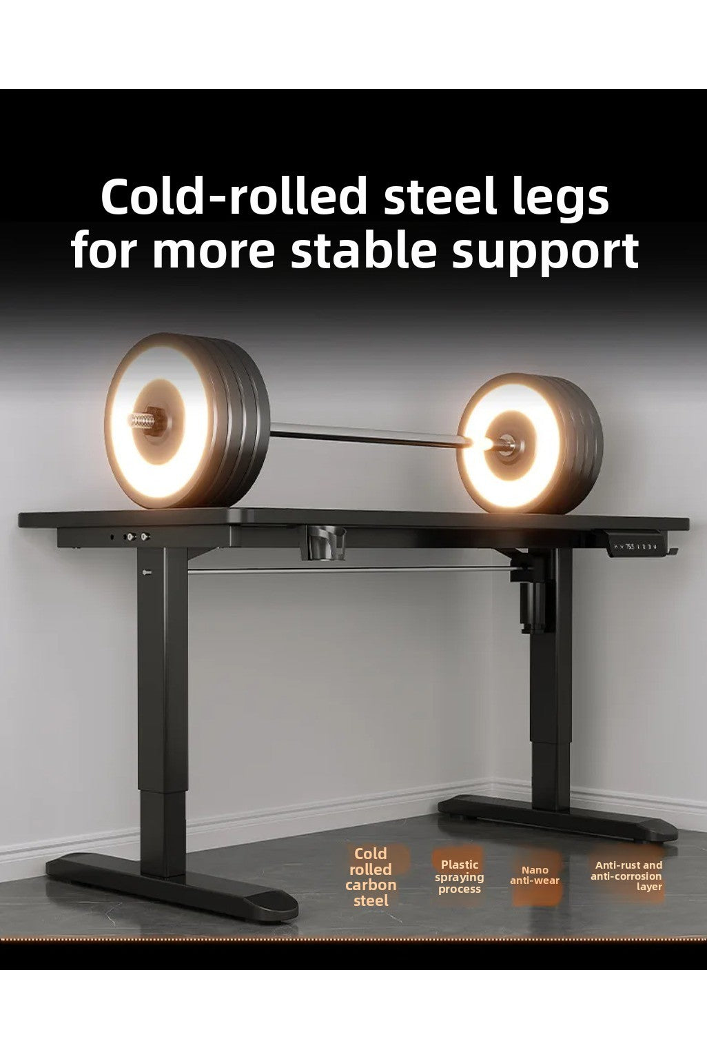 Height Adjustable Gaming Desk Electric Standing Computer Table Carbon Fiber Wide Desktop for Home Office E-sports Setup