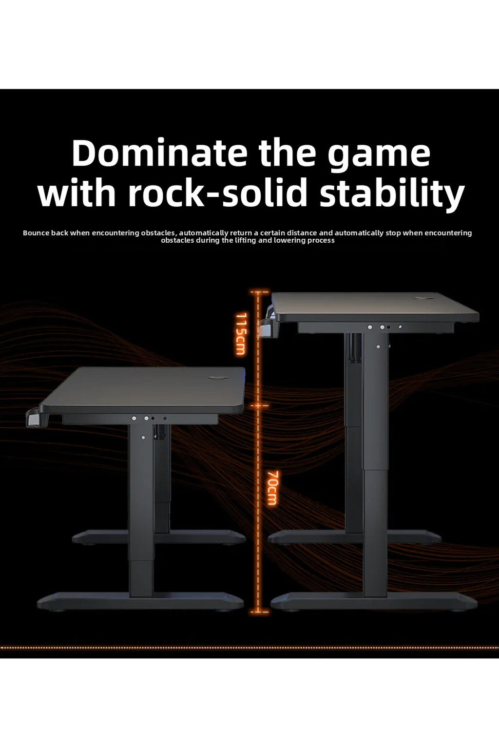 Height Adjustable Gaming Desk Electric Standing Computer Table Carbon Fiber Wide Desktop for Home Office E-sports Setup