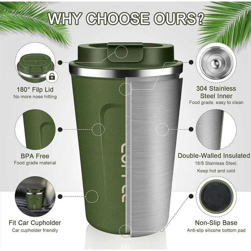 380/510ml Thermos Coffee Mug Stainless Steel Insulated Cup Temperature Display Car Portable Vacuum Bottle Insulated Water Bottle