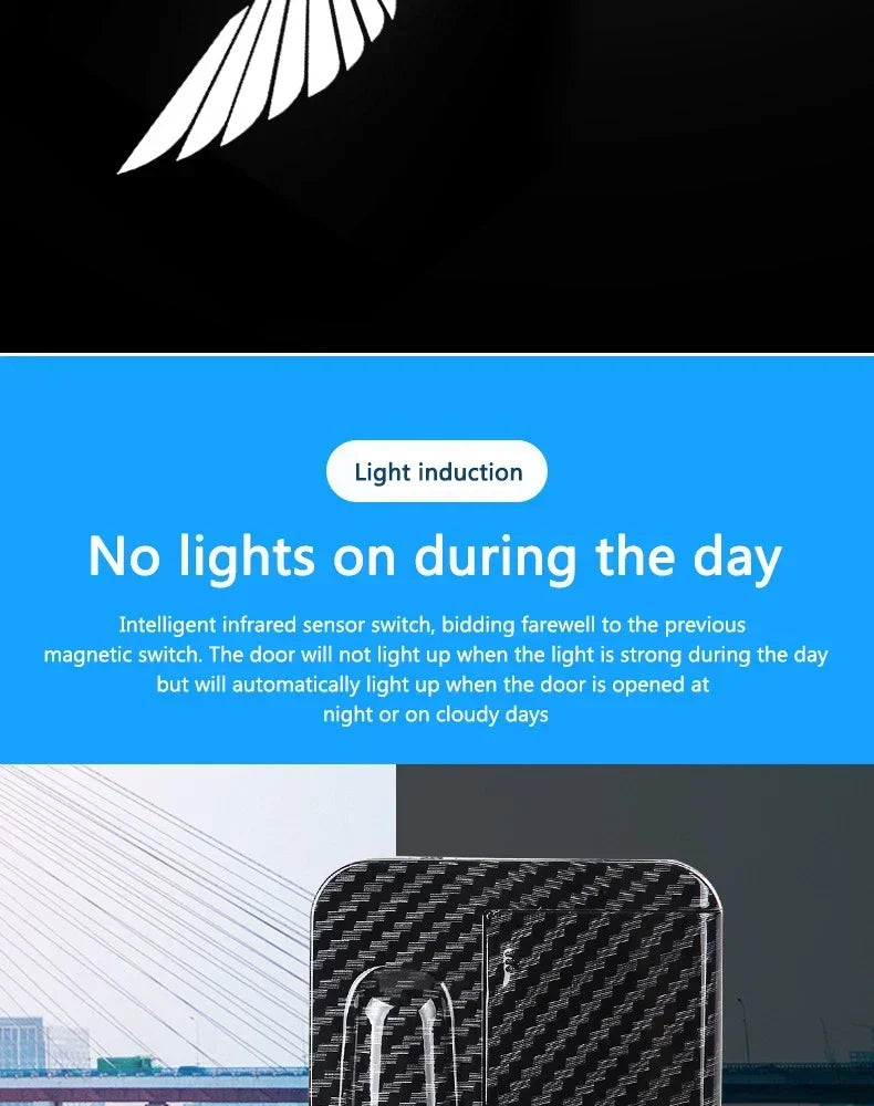 2Pcs Car Angel Wings Wireless Car Door Welcome Courtesy Shadow Projector Lamp LED HD Logo Light Cars Accessories