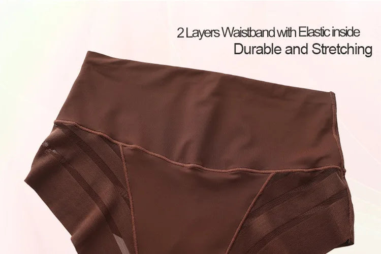 Women's High Waist Thong Style Shapewear Tummy Control Waist Trainer Hip Lift Body Shaping Pants Plus Size Striped Mesh Thong