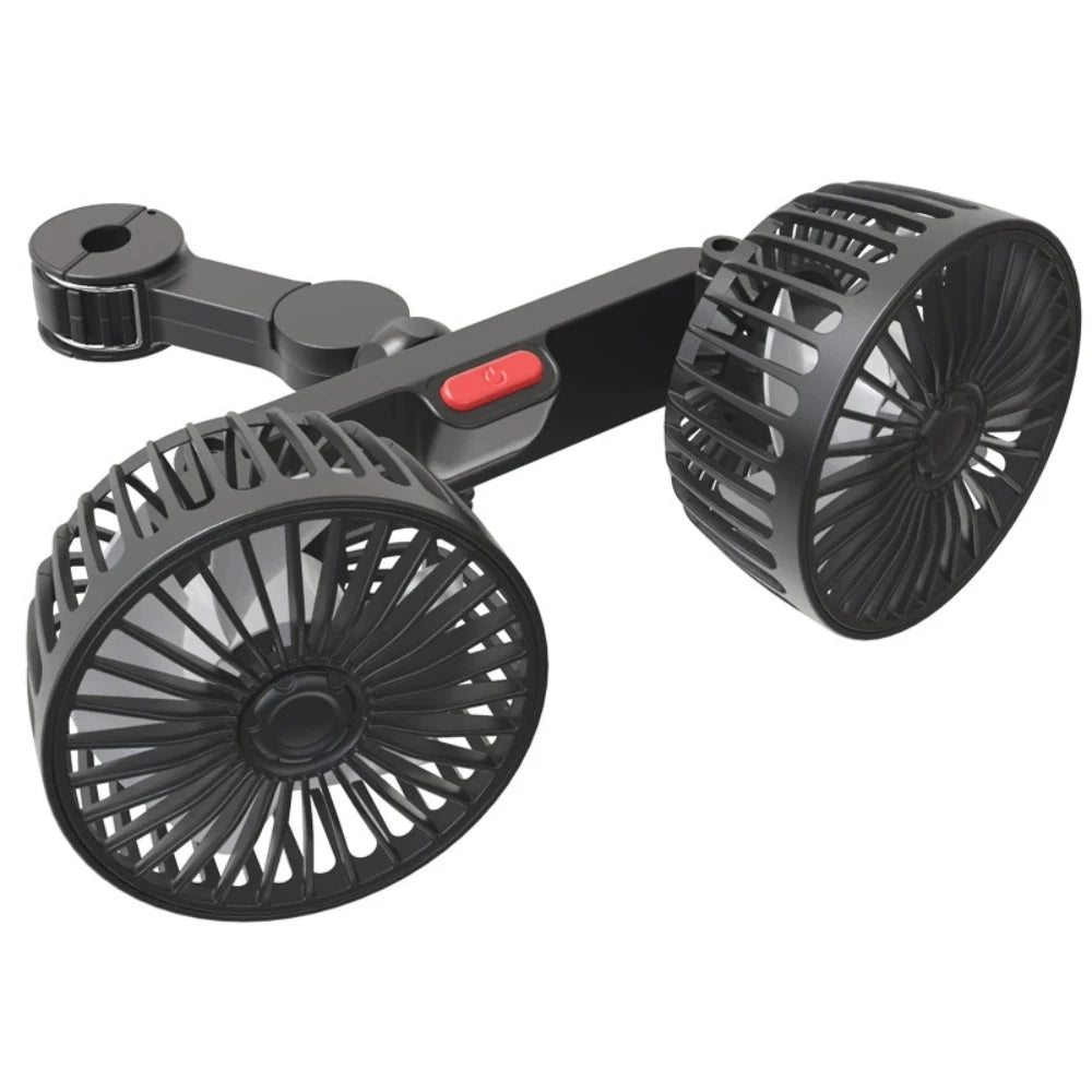1. Storm-Proof 45dB Silent Dual-Head USB Car Fan for Rear Seat Cooling   2. Ultra-Quiet 45dB Dual-Head USB Car Fan, Durable & St